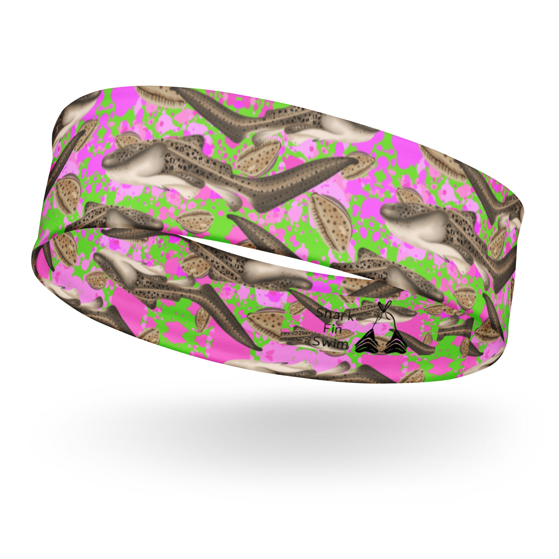 Pink and green zebra Shark headband 