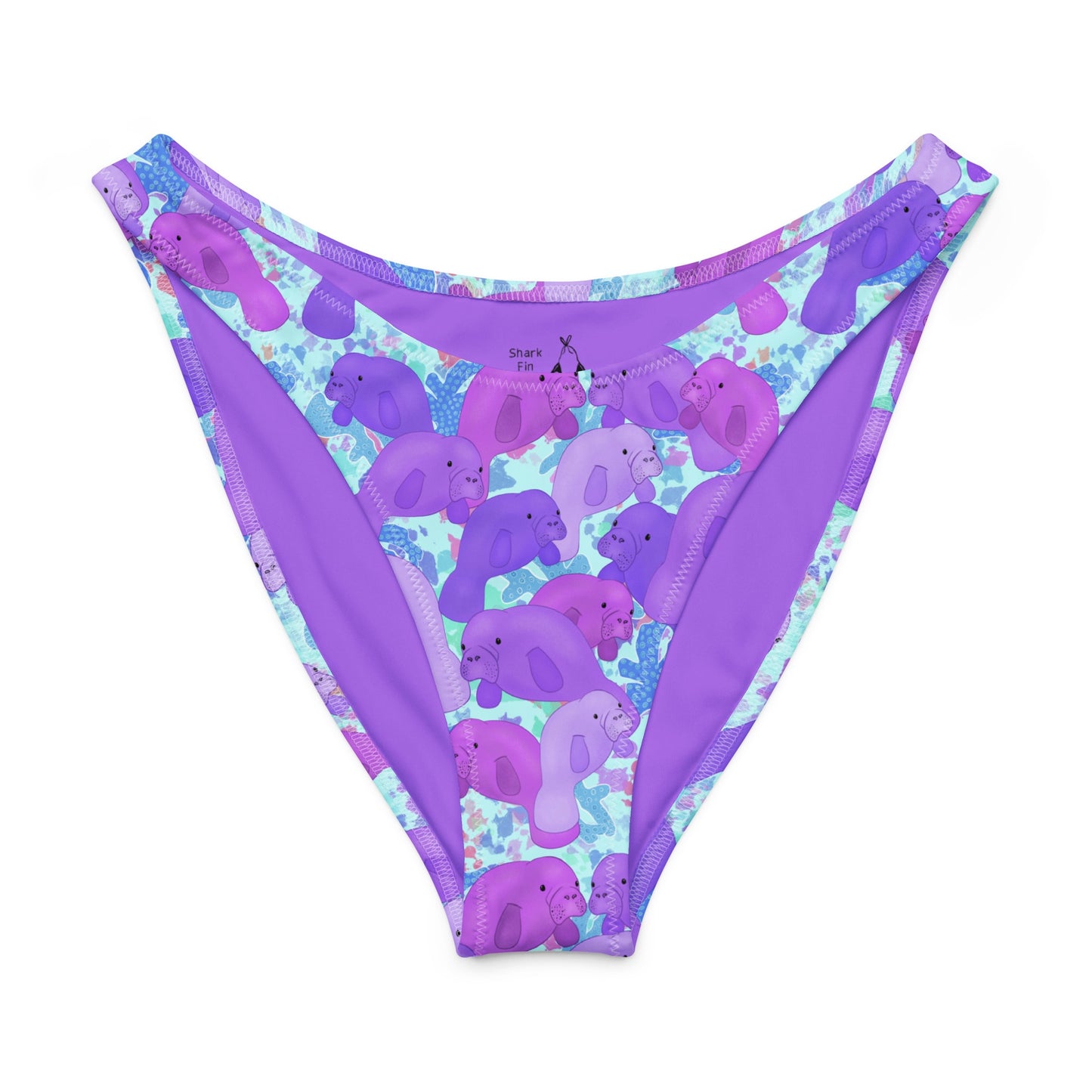 Purple manatees and blue color pops high cut bikini bottom 