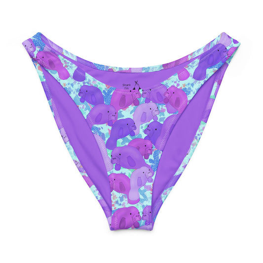 Purple manatees and blue color pops high cut bikini bottom 