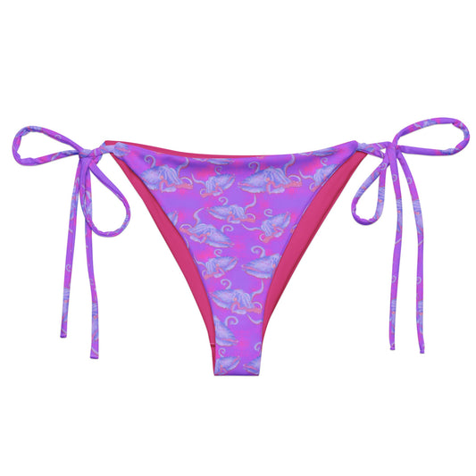 Purple and hot pink colorful octopus eco string bikini bottoms 