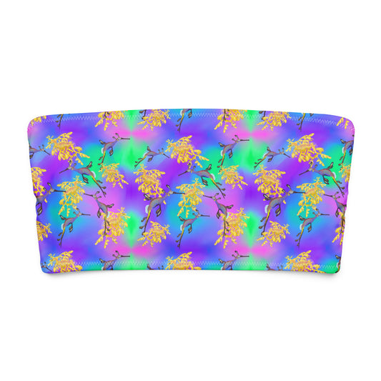 Bandeau bikini top green and purple background with sea dragons