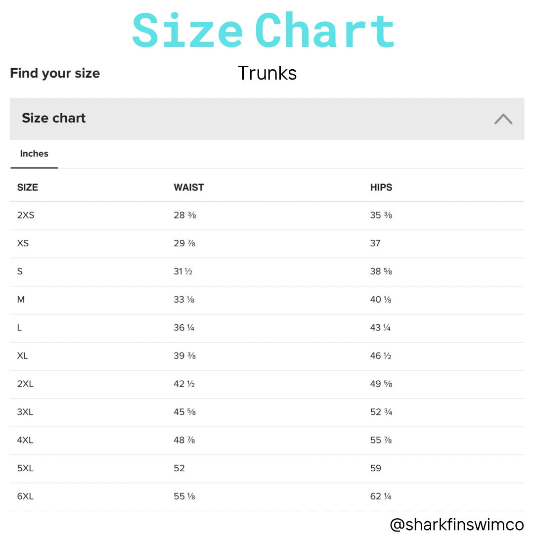 Trunk size guide in inches 
