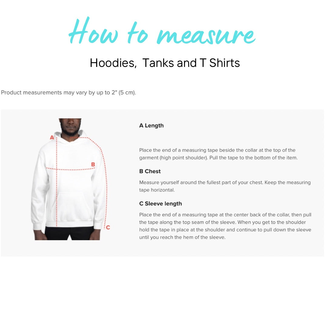 Guide on how to measure yourself for t shirts, hoodies, tank tops sizing 