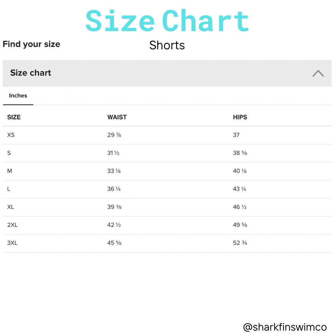 Shorts size guide in inches 
