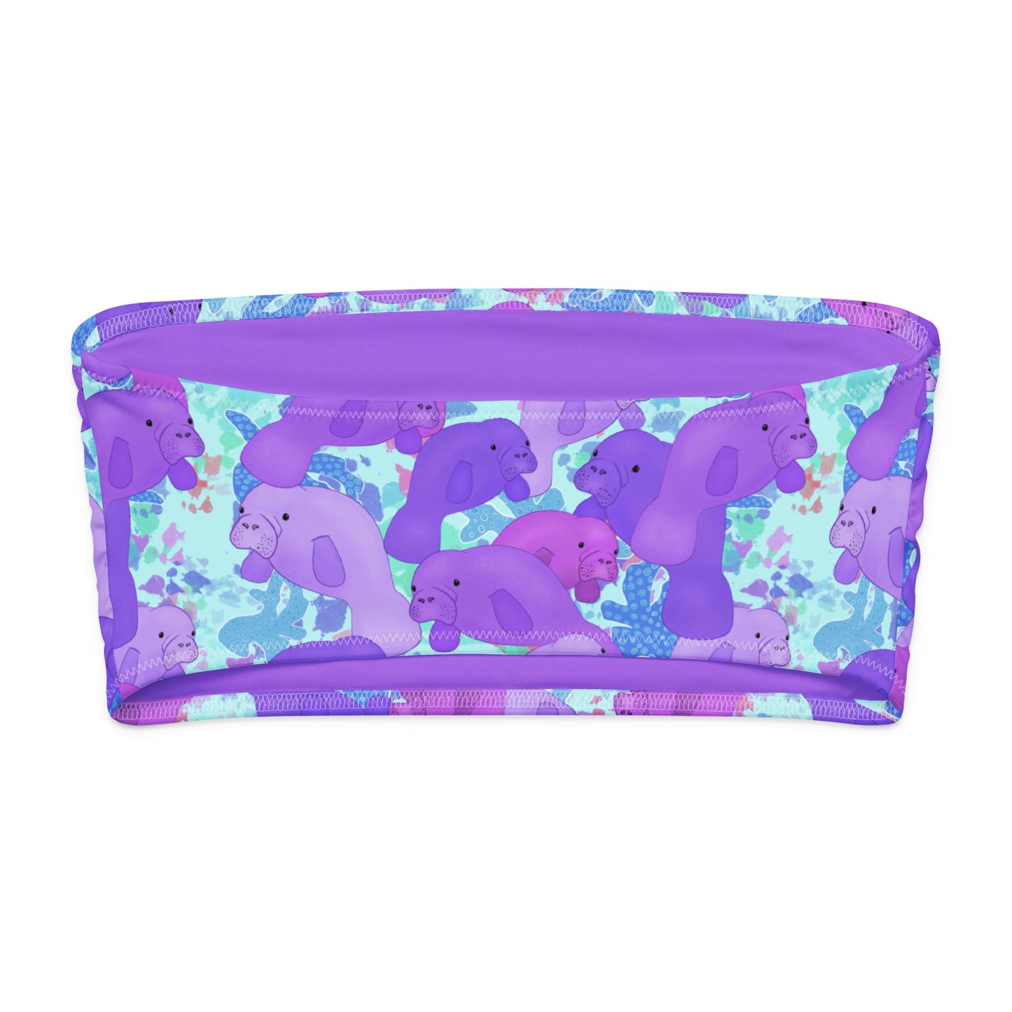 Purple and blue manatees bandeau bikini top 