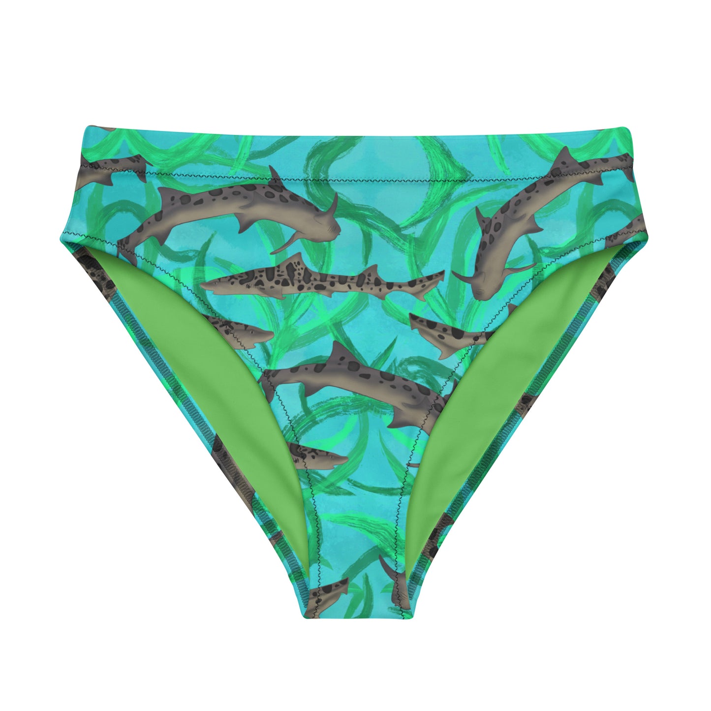 Leopard Shark teal and green high waisted bikini bottoms 