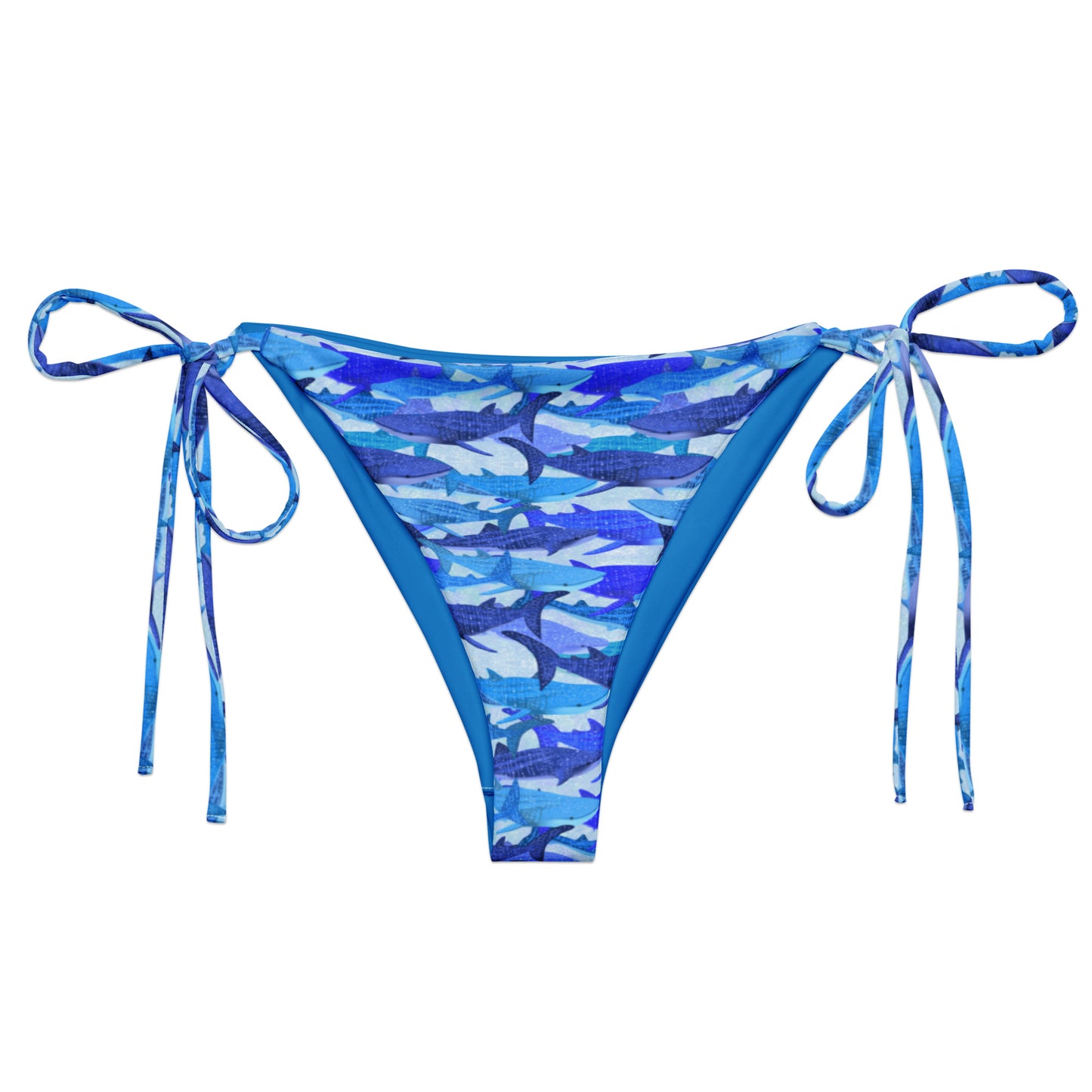 Blue glitter whale sharks eco string bikini bottom