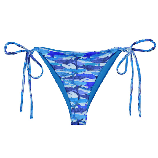 Blue glitter whale sharks eco string bikini bottom