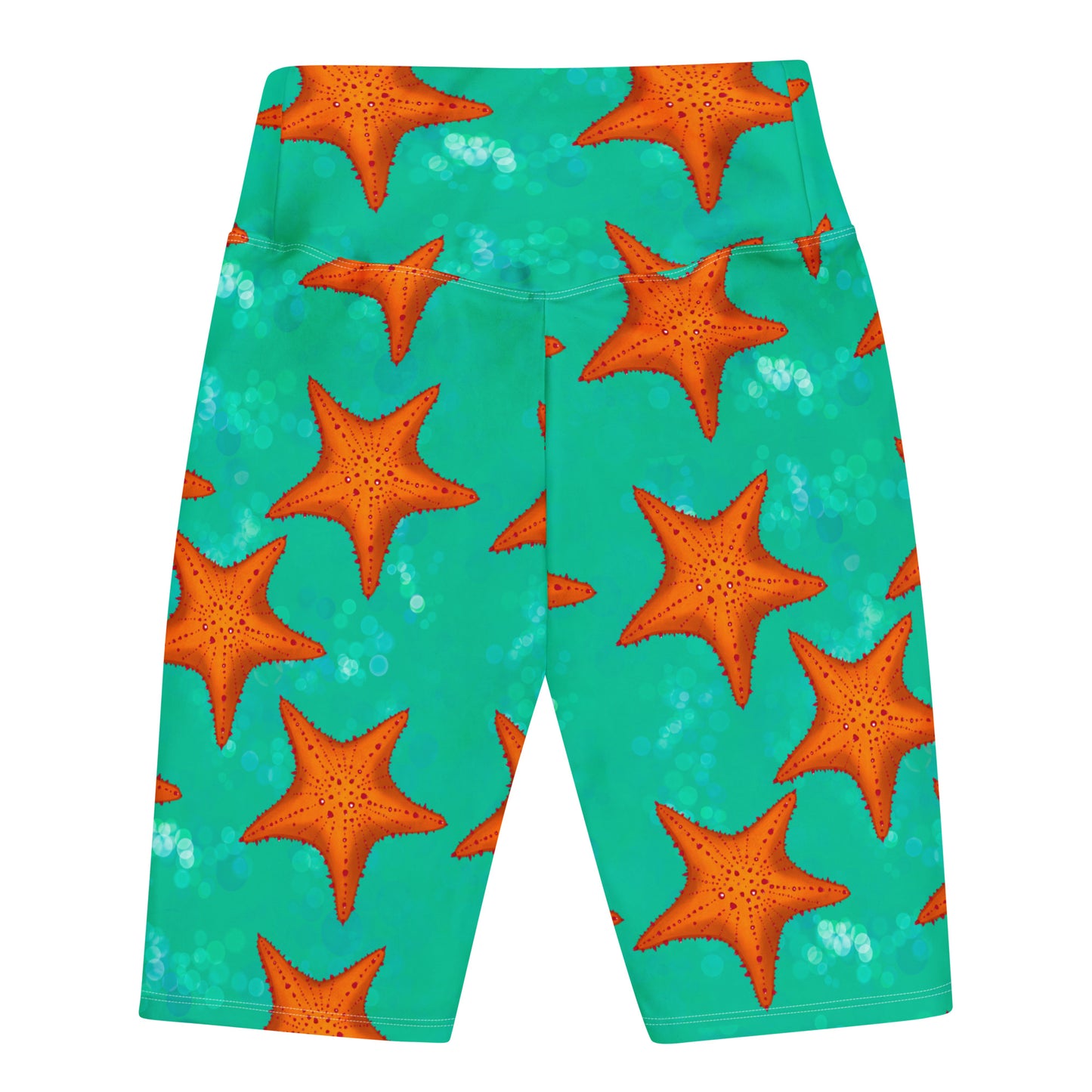 Green/teal bike shorts with orange starfish 
