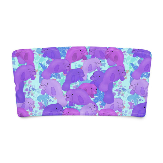 Purple and blue manatees bandeau bikini top 