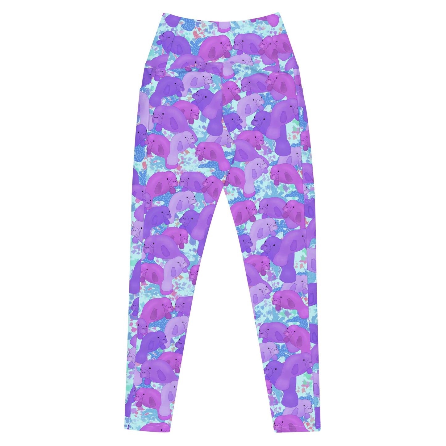 Purple and blue Manatee print dive leggings 