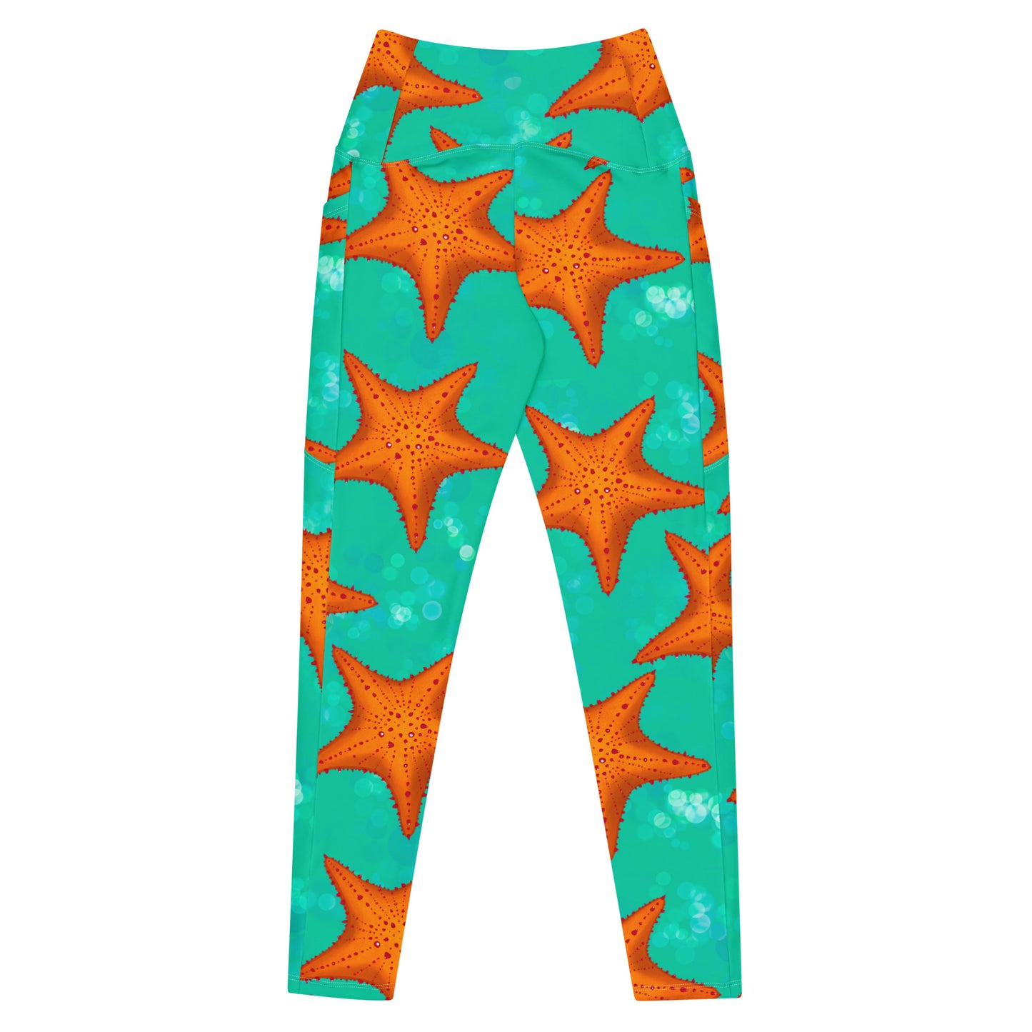 Orange starfish with greenish teal dive leggings 