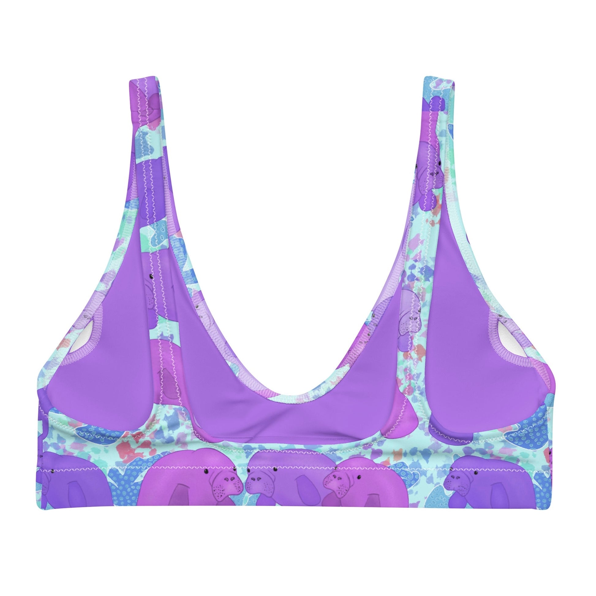 Purple manatees with blue color pops sporty bikini top 