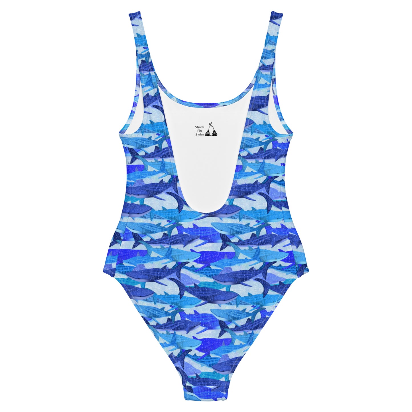 Blue one piece swimsuit with whale sharks 