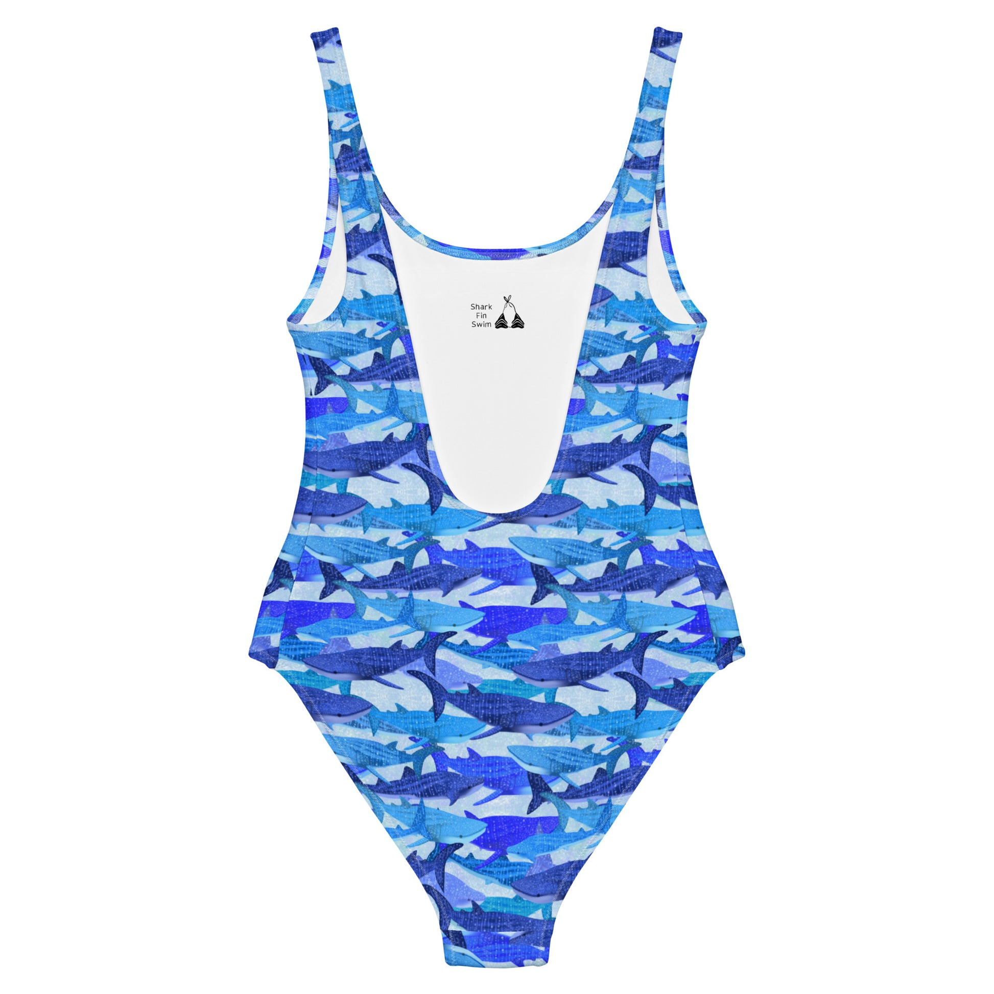Blue one piece swimsuit with whale sharks 