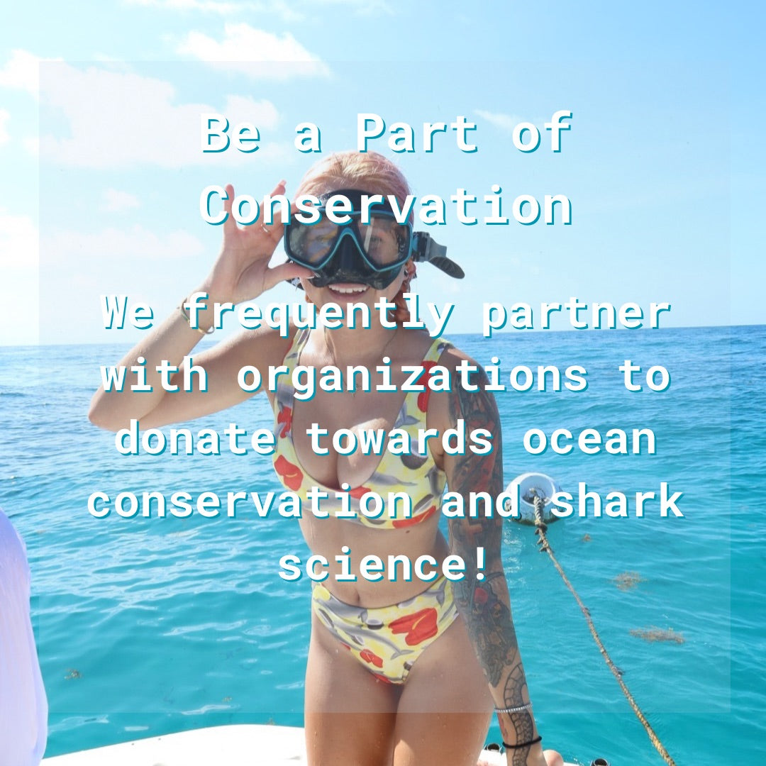 Text graphic over an image of a woman in a yellow dolphin bikini with a black mask by the water. 